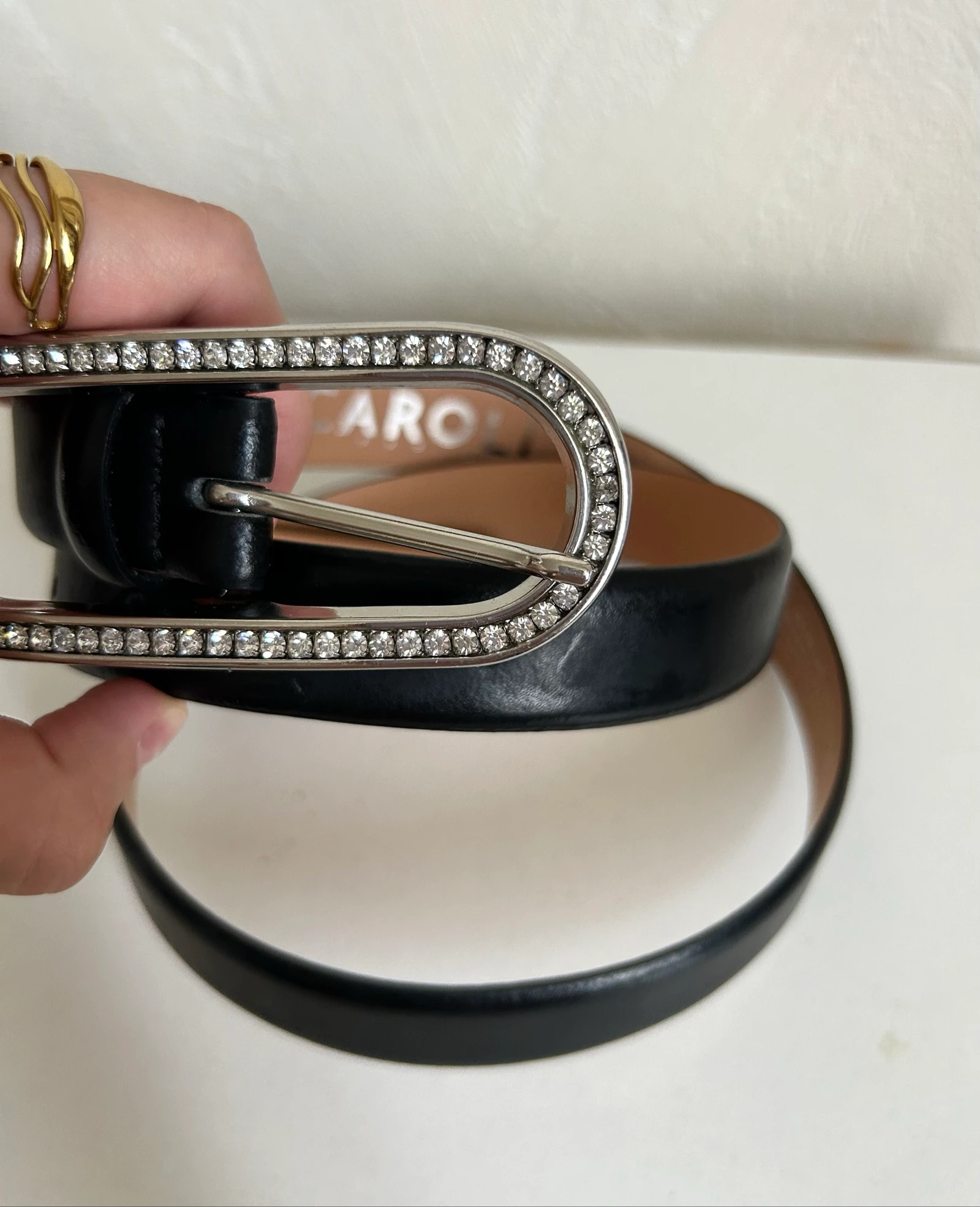 Ceinture Caroll femme noire boucle strass élégante chic vintage T85 – photo 3